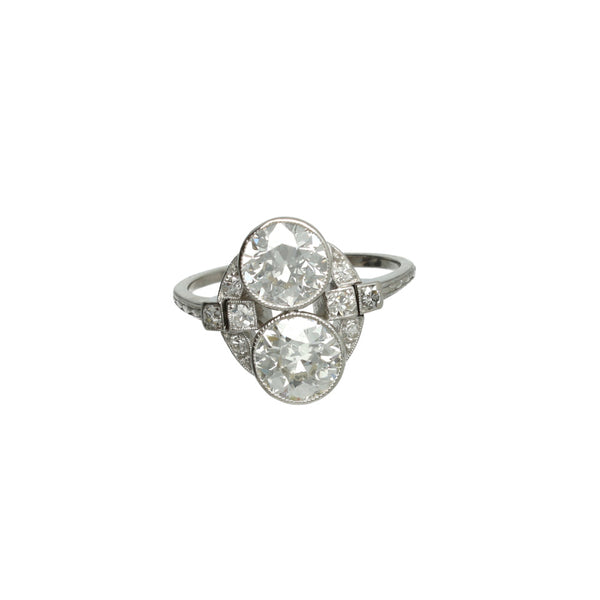 Vintage Platina Art-Deco Ring met Diamant ca.2.50 Ct