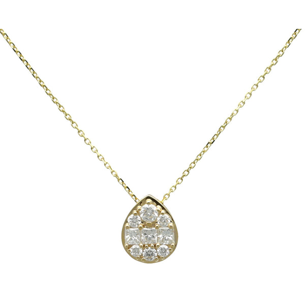 14 Krt.Collier met peervormige briljanthanger