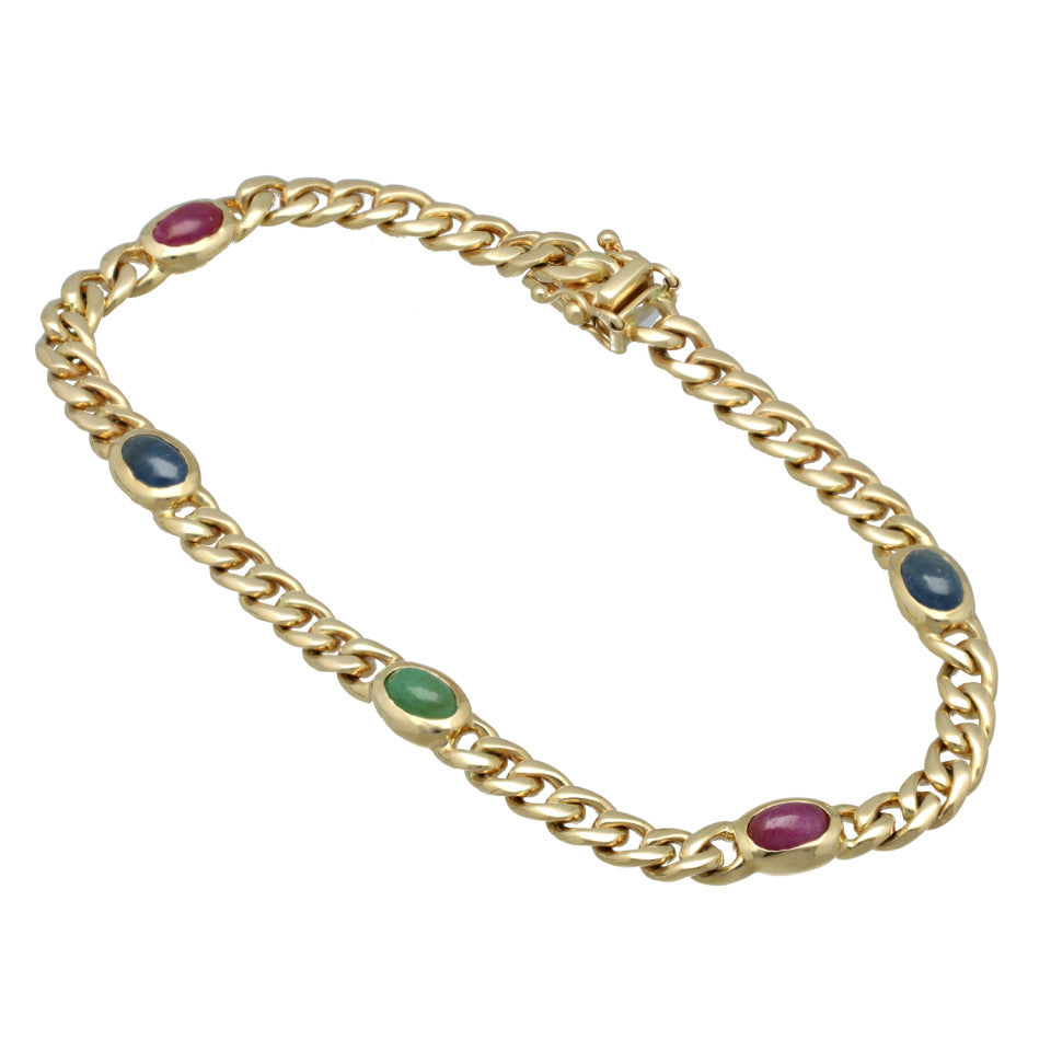 14 Krt.massieve maxima armband met robijn-saffier-smaragd 2