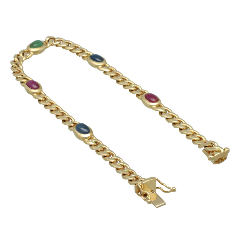 14 Krt.massieve maxima armband met robijn-saffier-smaragd 3