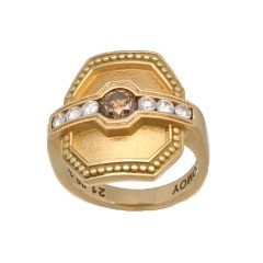 18Krt. gouden ring ''Philippe Comoy'' Brown Diamond 0.50Ct.