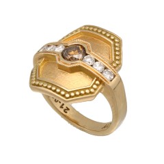 18Krt. gouden ring ''Philippe Comoy'' Brown Diamond 0.50Ct.