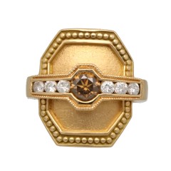 18Krt. gouden ring ''Philippe Comoy'' Brown Diamond 0.50Ct.