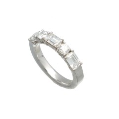 Witgouden Alliance ring met Baguette en Briljant. ca. 1.75 Ct