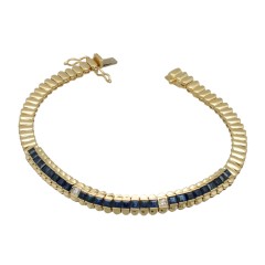 18 krt gouden Armband met Blauwe Saffier en Diamant.