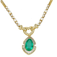 18Krt geelgoud collier Briljant & Smaragd