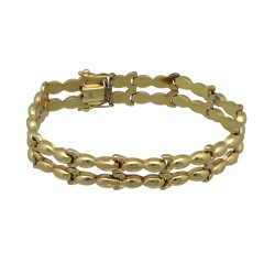 Gouden fantasie armband met open schakels, 14 Krt.