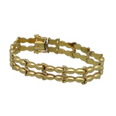 Gouden fantasie armband met open schakels, 14 Krt.