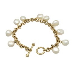 Geelgouden Bron Parel armband 