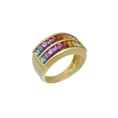 18 krt Geelgouden Rainbow Ring.