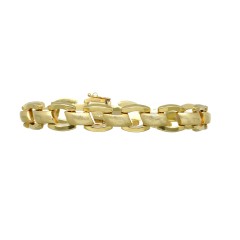 Geelgouden mat/hoogglans schakel armband