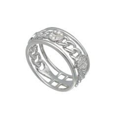 Witgouden ring met Briljant en Baguette Diamant