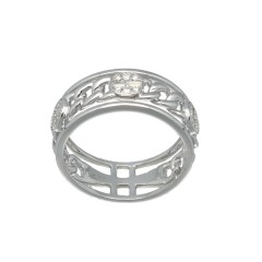 Witgouden ring met Briljant en Baguette Diamant