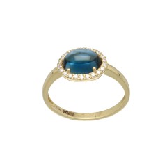 14Krt gouden ring Briljant & London Blue Topaas