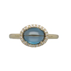 14Krt gouden ring Briljant & London Blue Topaas