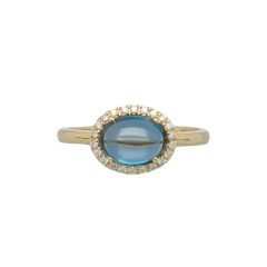 14Krt gouden ring Briljant & London Blue Topaas