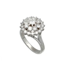 18Krt witgouden Rozet ring met Briljant  1.80Ct