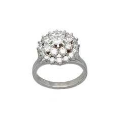 18Krt witgouden Rozet ring met Briljant  1.80Ct