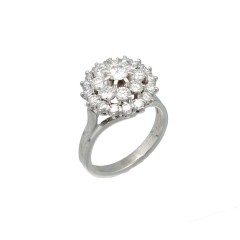 18Krt witgouden Rozet ring met Briljant  1.80Ct