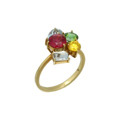 18 Krt. Cocktail ring diverse Edelstenen