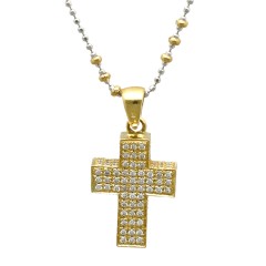 18 krt Gouden Collier met Diamanten Kruis.