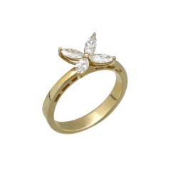 Geelgouden Entourage Ring met Marquise Diamant.