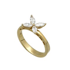 Geelgouden Entourage Ring met Marquise Diamant.