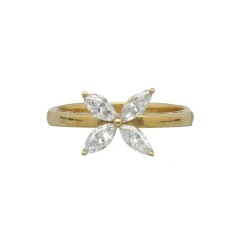 Geelgouden Entourage Ring met Marquise Diamant.