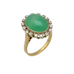 14Krt gouden Vintage ring Jade & Briljant