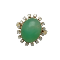 14Krt gouden Vintage ring Jade & Briljant